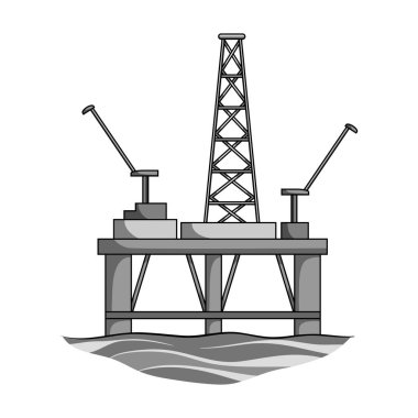 Petrol platformu su üzerinde. Tek renkli stil vektör simge stok çizim web petrol tek simge.