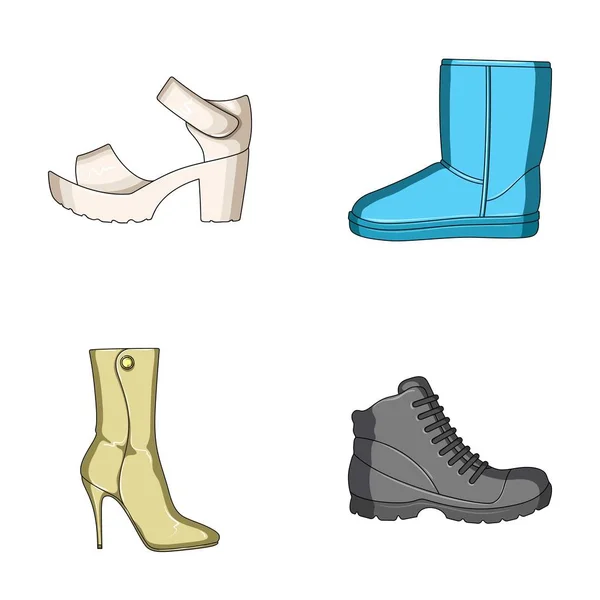 Un conjunto de iconos en una variedad de zapatos.Diferentes zapatos solo icono en el estilo de dibujos animados vector web símbolo stock illustration . — Vector de stock