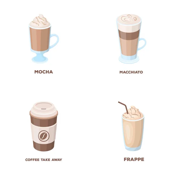 Mocha, macchiato, frappe, take coffee. . — стоковый вектор