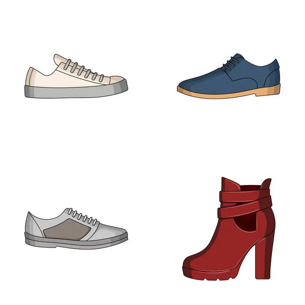 Un conjunto de iconos en una variedad de zapatos.Diferentes zapatos solo icono en el estilo de dibujos animados vector web símbolo stock illustration . — Vector de stock