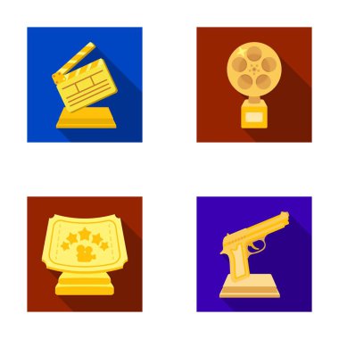 Altın tabanca, gümüş Ödülü En iyi yardımcı rol ve diğer ödüller. Film Ödülleri toplama simgeler düz stil vektör simge stok çizim web içinde ayarla..