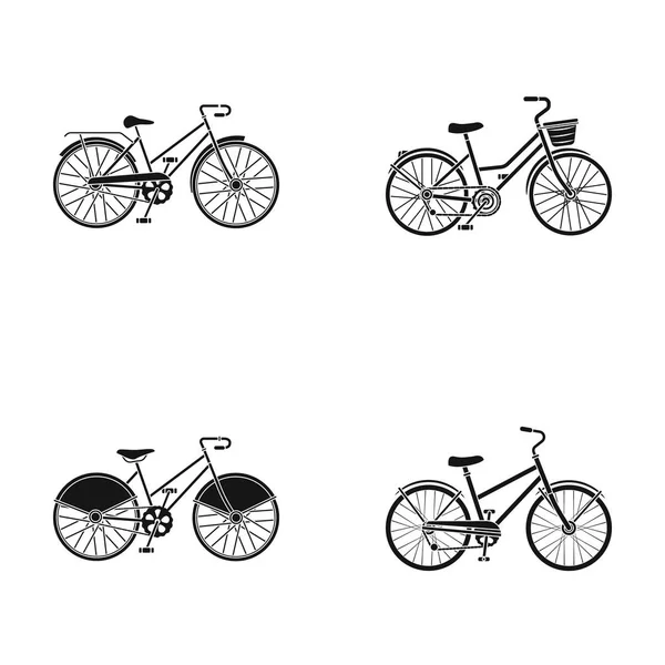 Bicicleta deportiva y otros tipos.Diferentes bicicletas conjunto colección iconos en negro estilo vector símbolo stock ilustración web . — Archivo Imágenes Vectoriales