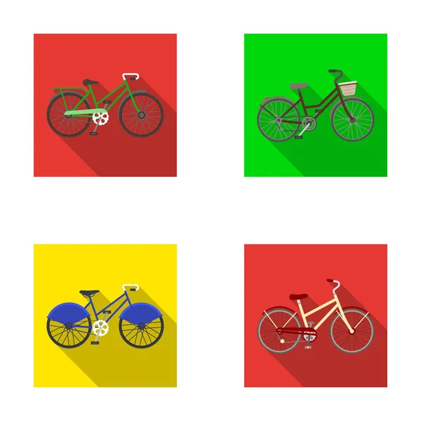 スポーツ バイクおよび他のタイプ。別の自転車はフラット スタイル ベクトル シンボル ストック イラスト web でコレクション アイコンを設定します。. — ストックベクタ