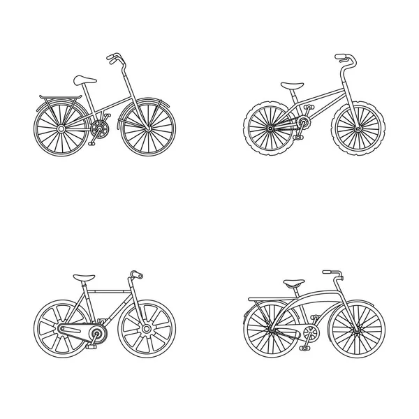 Bicicleta para niños y otros tipos. Diferentes bicicletas establecen iconos de la colección en el contorno estilo vector símbolo stock ilustración web . — Vector de stock