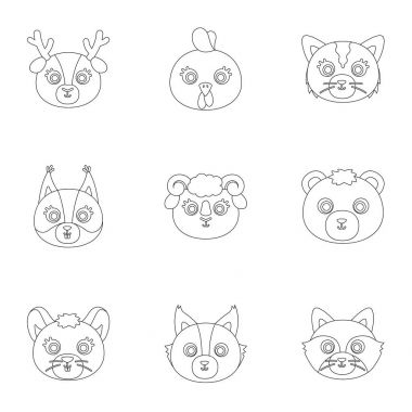 Yerli ve vahşi hayvanlar. Resimleri hayvanlar hakkında bir set. Anahat stili vektör simge stok çizim üzerinde küme koleksiyon simgesinde hayvan namlu.