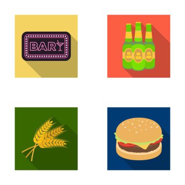 Bar, pub, Restoran, kafe. Pub toplama simgeler düz stil vektör simge stok çizim web içinde ayarla..