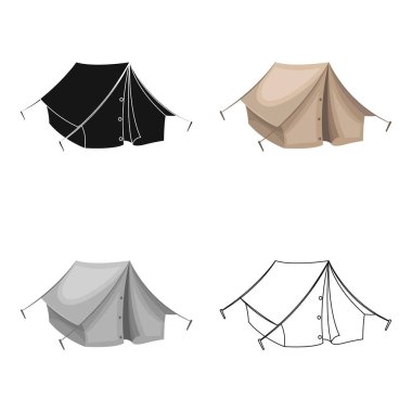 Turist çadır. Afrika safari tek kutsal kişilerin resmi içinde karikatür tarzı vektör simge stok çizim web.