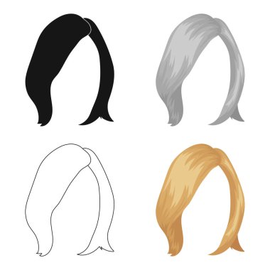 shortwhite. Karikatür tarzı vektör simge stok çizim web arka saç modeli tek simge.