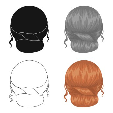 Kırmızı arkasında taranmış. Karikatür tarzı vektör simge stok çizim web arka saç modeli tek simge.