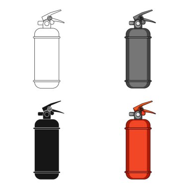 Yangın söndürücü toz. Karikatür tarzı vektör simge stok çizim web araba tek simge.