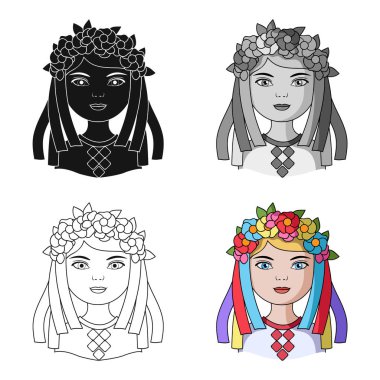 Ukrainian.Human yarış tek simge karikatür tarzı vektör simge stok çizim web içinde.