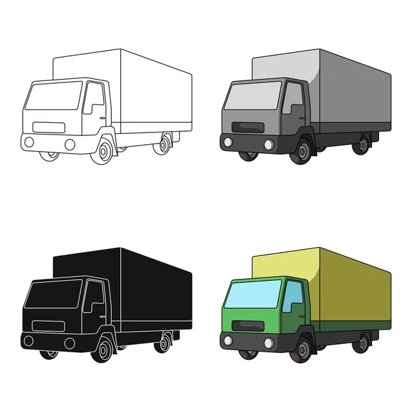 Вантажівка з тентом. Автомобільний одинарний значок у мультиплікаційному стилі Векторний символ стокової ілюстрації веб . — стоковий вектор