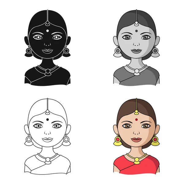 Hindu woman.Human raça único ícone em desenho animado estilo vetor símbolo estoque ilustração web . — Vetor de Stock