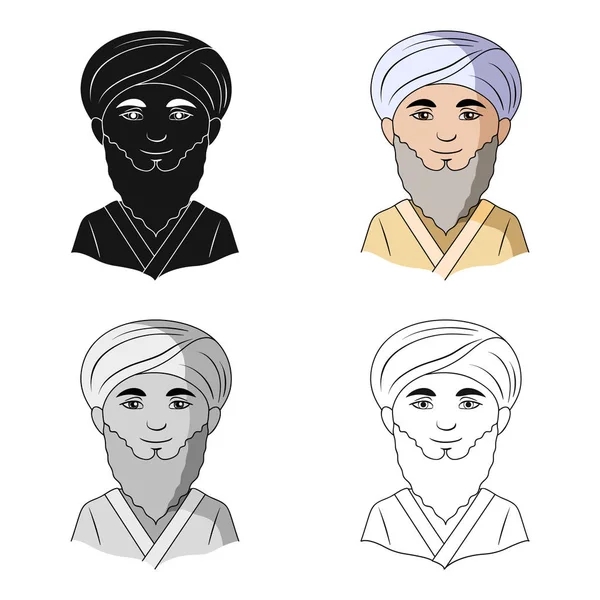 Orta Asia.Human yarış tek simge karikatür tarzı vektör simge stok çizim web içinde gelen adam.