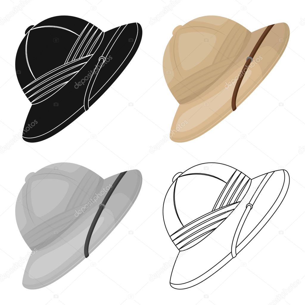 Cork hat from the sun.African safari single icon in cartoon style vector symbol stock illustration .
