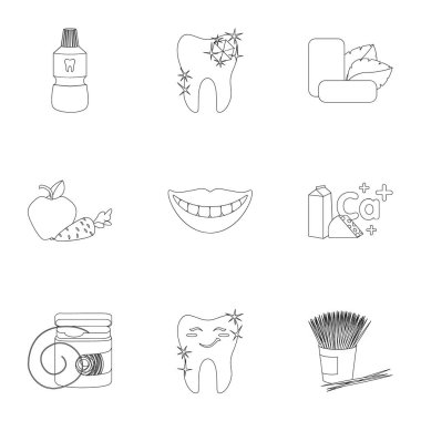Diş Bakımı set simgeleri anahat stilinde. Diş Bakımı vektör simge stok çizim büyük toplama