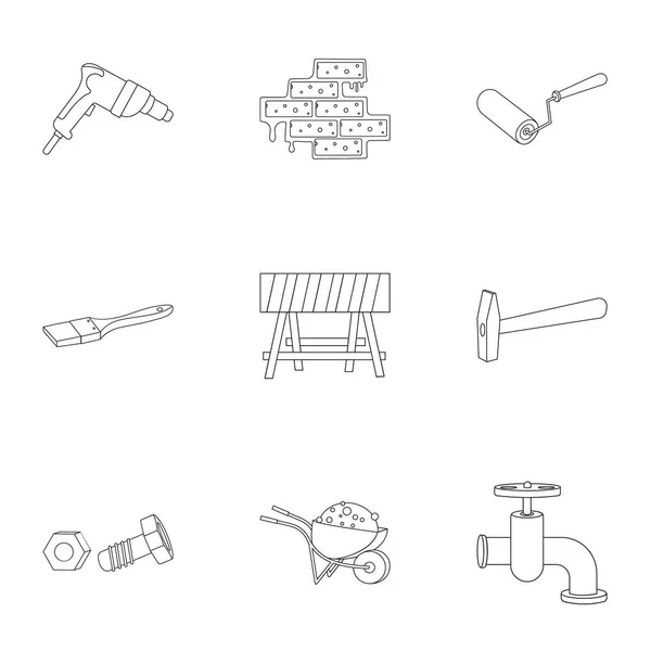 Build and repair set icons in outline style. Big collection of build and repair vector symbol stock illustration — Stock Vector