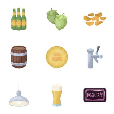 Bar, pub, Restoran, kafe. Pub toplama simgeler karikatür tarzı vektör simge stok çizim web içinde ayarla..