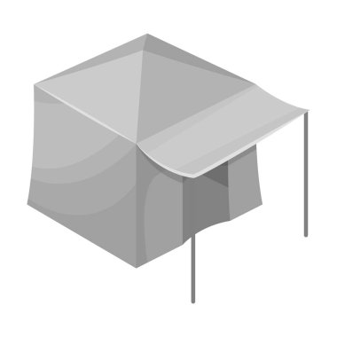 Çadır tente ile. Tek renkli stil vektör simge stok çizim web çadır tek simge.