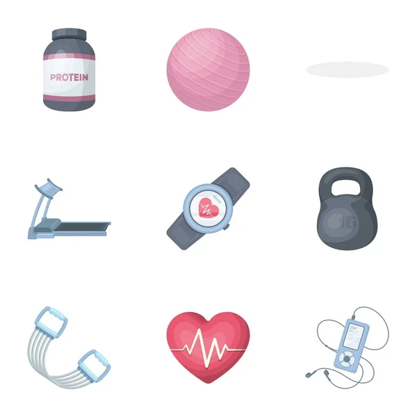 Una serie di immagini sulla palestra, training.Gym e Workout singola icona in stile cartone animato vettoriale simbolo stock illustrazione . — Vettoriale Stock