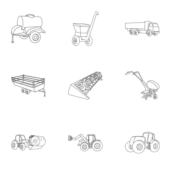 Набор фотографий о сельскохозяйственной технике. Иконка "Культурная машина" в наборе коллекций на эскизе векторного символа стиля . — стоковый вектор
