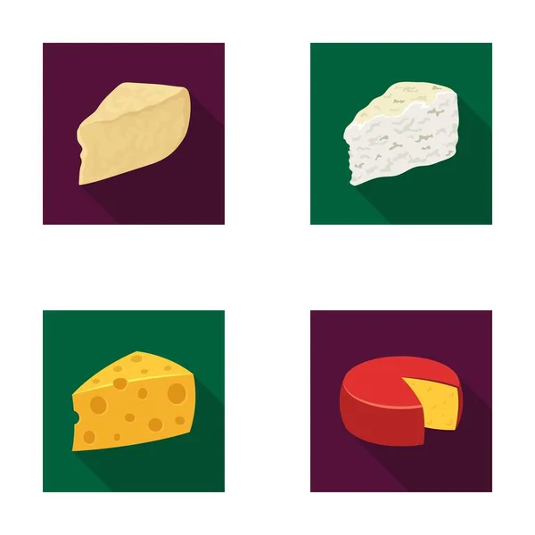 Parmesan, roquefort, maasdam, gauda.Différents types de fromage ensemble icônes de la collection dans le style plat vectoriel symbole illustration web . — Image vectorielle