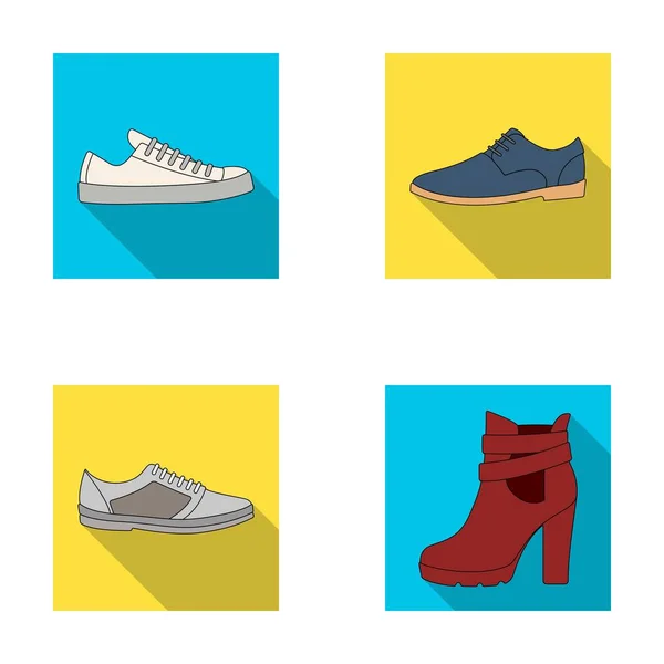 Un conjunto de iconos en una variedad de zapatos.Diferentes zapatos solo icono en el estilo plano vector web símbolo stock illustration . — Vector de stock