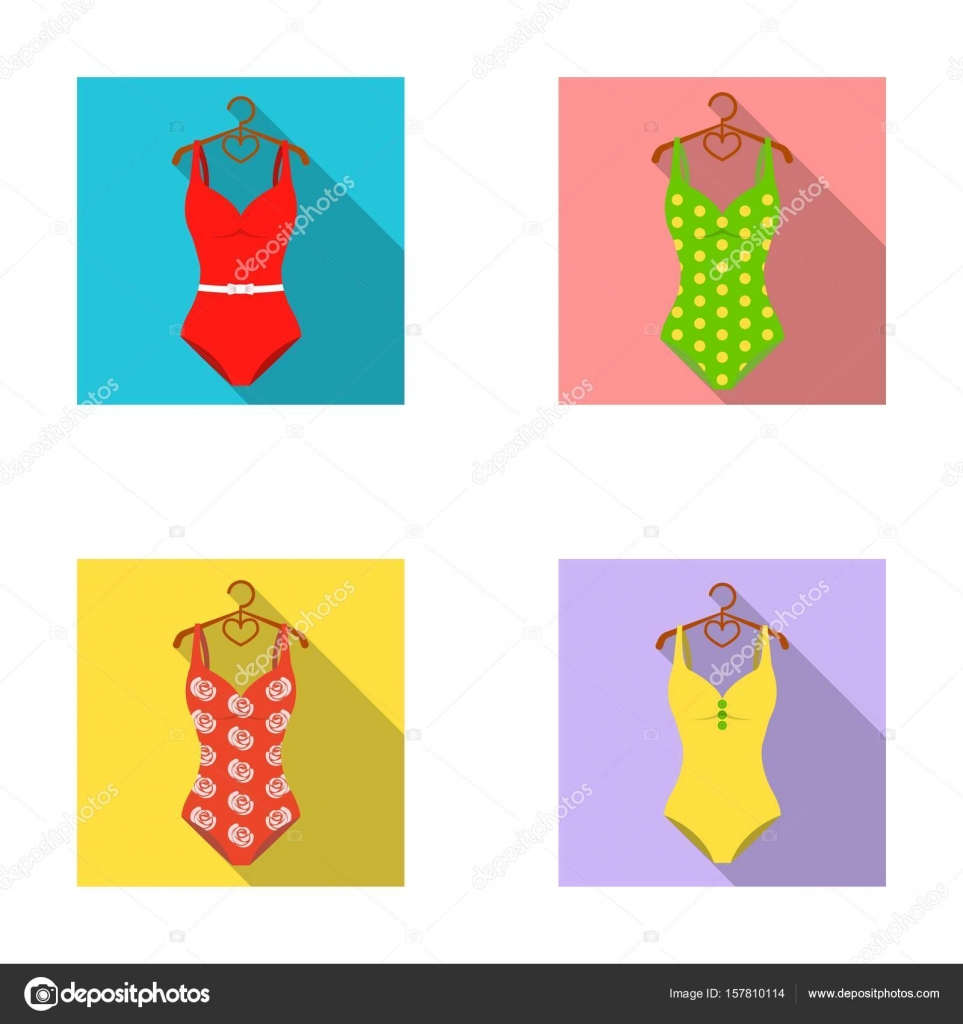 Different kinds of swimsuits. Swimsuits set collection icons in flat style  vector symbol stock illustration web. Stock Vector by ©PandaVector 157810114