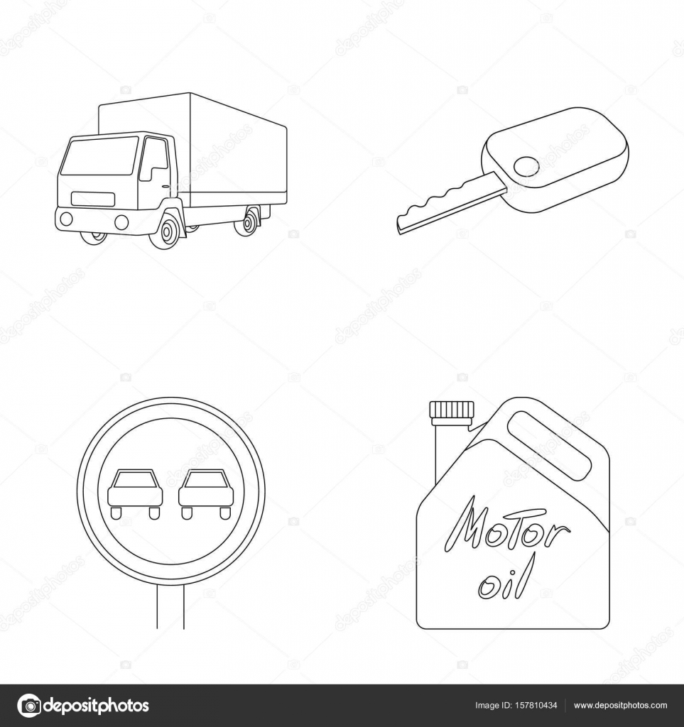 Truck With Awning Ignition Key Prohibitory Sign Engine Oil In