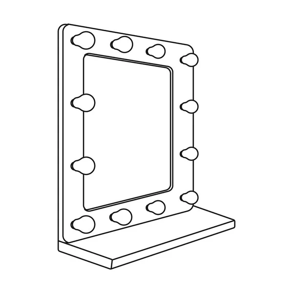 Specchio nella stanza di trucca.Fare film singola icona in stile contorno vettore simbolo stock illustrazione web . — Vettoriale Stock