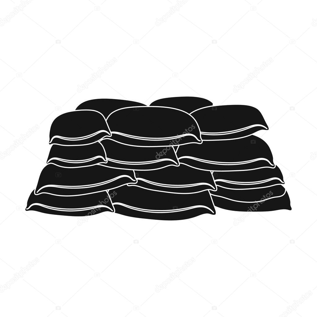 Barricade of bags of sand.Paintball single icon in black style vector symbol stock illustration web.