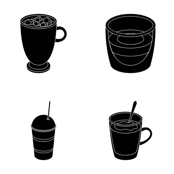 Ristretto, chocolate quente, latte take-away.Different tipos de ícones de coleção de conjunto de café em estilo preto símbolo vetorial estoque ilustração web . — Vetor de Stock