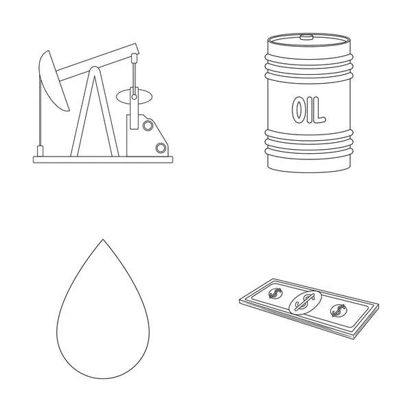 Pumpe, Barrel, Tropfen, Petrodollars. Öl Set Sammlung Symbole in Umriss Stil Vektor Symbol Stock Illustration Web. — Stockvektor