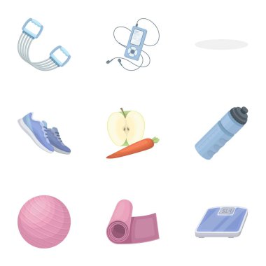 Bir spor salonu, resimleri dizi eğitim. Spor ve egzersiz tek simge karikatür tarzı vektör hisse senedi illüstrasyon simgesi.