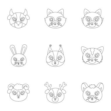 Yerli ve vahşi hayvanlar. Resimleri hayvanlar hakkında bir set. Anahat stili vektör simge stok çizim üzerinde küme koleksiyon simgesinde hayvan namlu.