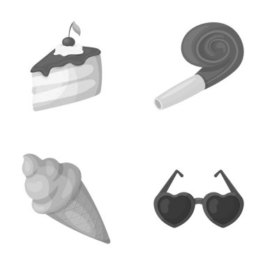 İçecekler ve parti diğer aksesuarları. Parti ve partits tek renkli stil vektör simge stok çizim web simgeler ayarla.