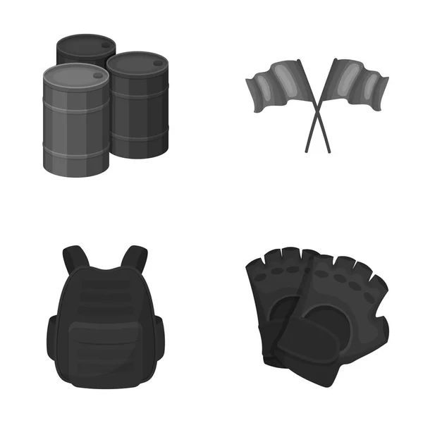 Gilet de protection, gants et autres équipements. Paintball icône unique en monochrome style vectoriel symbole illustration web . — Image vectorielle