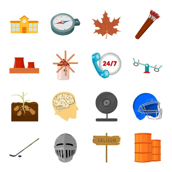 Архитектура, логистика, спорт и другие веб-иконы в стиле мультфильмов. Канада, компьютеры, промышленные иконки в коллекции . — стоковый вектор
