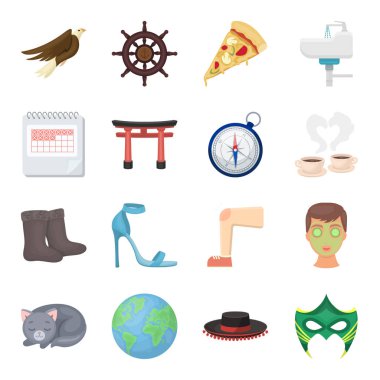 Bilim, eğitim, tıp ve diğer web simgesi karikatür tarzı. Sağlık, rekreasyon, gelenek kutsal kişilerin resmi içinde set koleksiyonu.