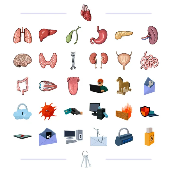 Organi, medicina, salute e altre icone web in stile nero.tecnologia, rapina, icone dei crimini in collezione set . — Vettoriale Stock