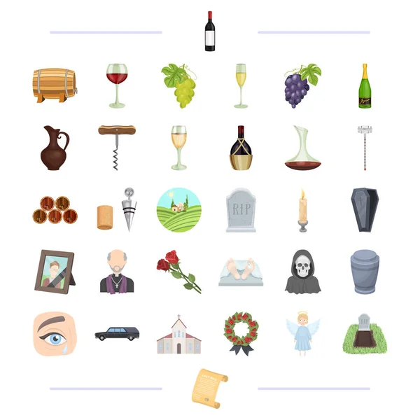 Arrastre, ritual, religión y otros iconos de la web en estilo negro.Alcohol, vinificación, iconos de la viticultura en la colección de conjuntos . — Vector de stock