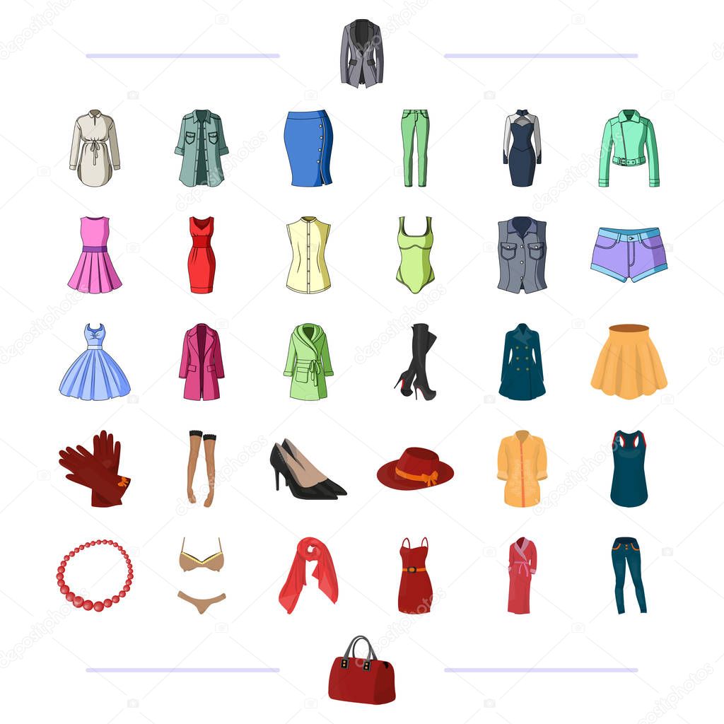 , knitwear, trade, business and other  icon in cartoon style.accessories, textiles, jewelry icons in set collection