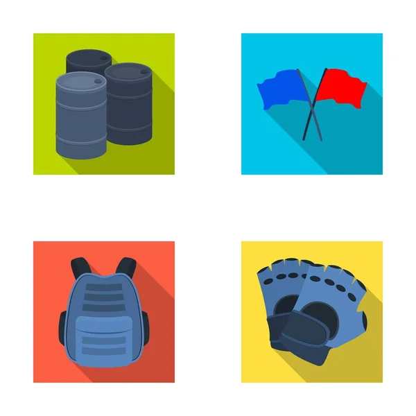 Beschermende vest, handschoenen en andere apparatuur. Paintball één pictogram in vlakke stijl vector symbool stock illustratie web. — Stockvector