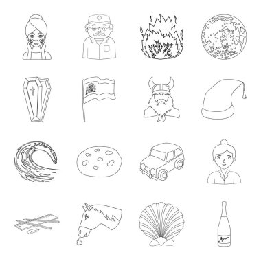 Güzellik, tıp, Tarih ve diğer web simgesi anahat tarzı. ulaşım, Servisi, spor simgeler koleksiyon küme..