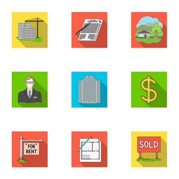 Real estate agency and other attributes. Realtor set collection icons in flat style vector symbol stock illustration web. — Stock Vector