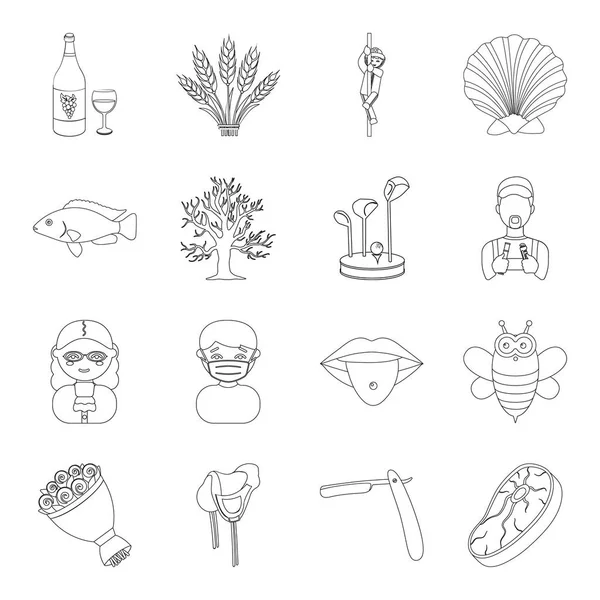 Alcohol, medicina, justicia y otro icono de la web en style.hairdresser esquema, deporte, iconos de hipódromo en la colección de conjuntos . — Vector de stock