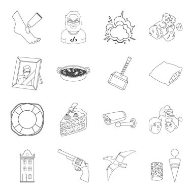 Uzay, savaş, Maliye ve anahat tarzı diğer web simgesi. Güzellik, seyahat, simgeler kümesi koleksiyonundaki pişirme.