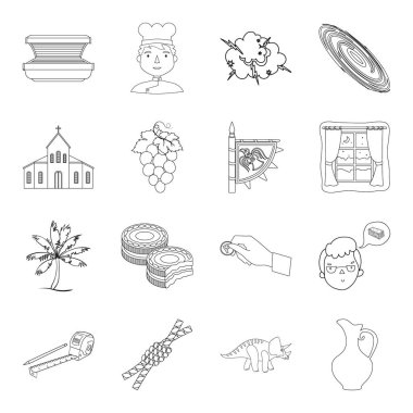 din, güzellik, seyahat ve diğer web simgesi anahat tarzı. simgeler kümesi koleksiyonundaki yemek, Bina Finans,.