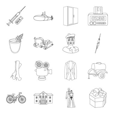 Tıp, düğün, spor ve anahat style.transportation, sağlık, diğer web simge simgeler kümesi koleksiyonundaki hediye.