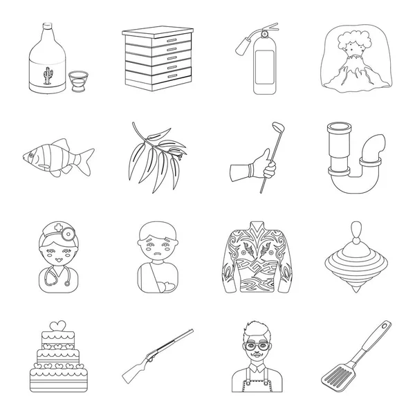 Voedsel, sporten, badmeester en andere web icon in kaderstijl. Geneeskunde, alcohol, bijenteelt pictogrammen in vaste collectie. — Stockvector